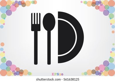 fork spoon plate icon vector illustration EPS 10.