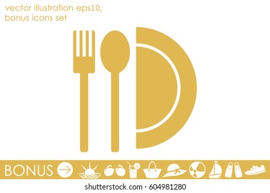 fork spoon plate icon vector illustration EPS 10.