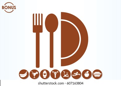 fork spoon plate icon vector illustration EPS 10.