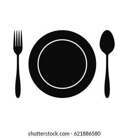 Fork spoon and plate icon vector