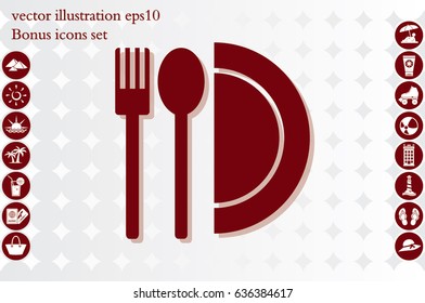 fork spoon plate icon vector illustration EPS 10.