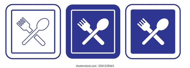 Fork, spoon and plate. Menu symbol. Tableware instruments. Restaurant icon. Plate, fork, spoon, cutlery icon. Dinner dish or plate with spoon and fork sign.