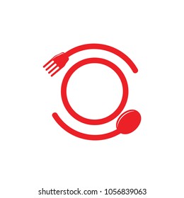 fork spoon plate rotate decoration vector