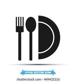 fork spoon plate vector icon