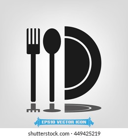 fork spoon plate vector icon