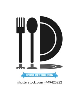 fork spoon plate vector icon