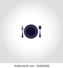 Fork, Spoon, Plate Vector Icon.