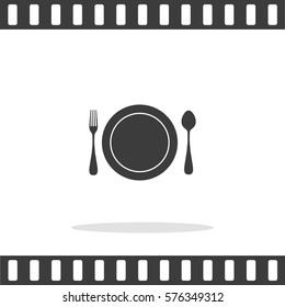 Fork, Spoon, Plate Vector Icon