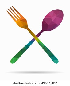 fork and spoon poly icon