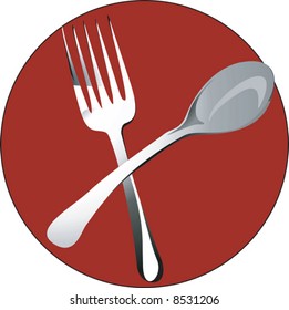  fork and spoon in red background	