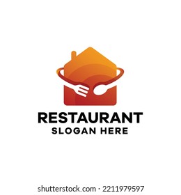 Fork Spoon Restaurant Food Gradient Icon Logo