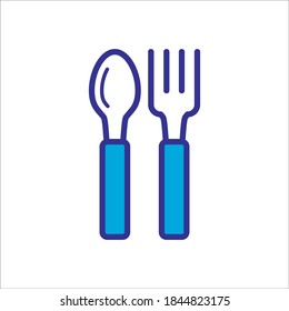 Fork & Spoon Restaurant Icon, Color Style Design