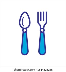 Fork & Spoon Restaurant Icon, Color Style Design