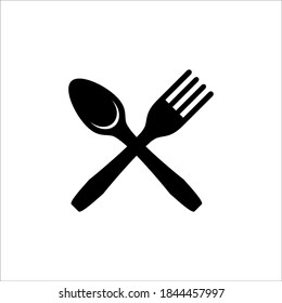 Icono de restaurante de horquilla y cuchara, diseño estilo glifo