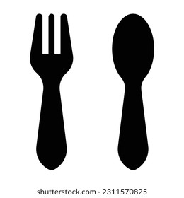 The fork and spoon restaurant icon is isolated on white background. Vector Illustration.