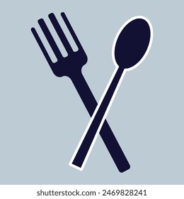 fork and spoon restaurant icon isolated on different color background. Spoon and fork silhouette icon. Vector illustration. Eps file 138.