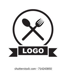 Fork and Spoon,  Restaurant Icon.  Logo, Isolate on white.