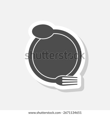 Fork and spoon restaurant icon sticker isolated on gray background