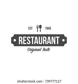 Fork and Spoon Restaurant Logo Hipster, black and white, Retro, Vintage style Vector Logo Template