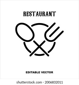 fork and spoon restaurant logo vector template.Minimalist illustration.