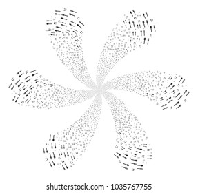 Fork And Spoon rotation twist. Object cyclone done from scatter fork and spoon items. Vector illustration style is flat iconic symbols.