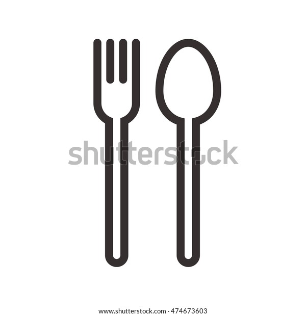Fork Spoon Sign Isolated On White Stock Vector (Royalty Free) 474673603