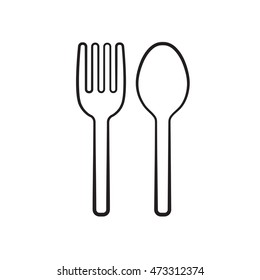 Fork and spoon silhouette icon. Restaurant, cafe symbol.