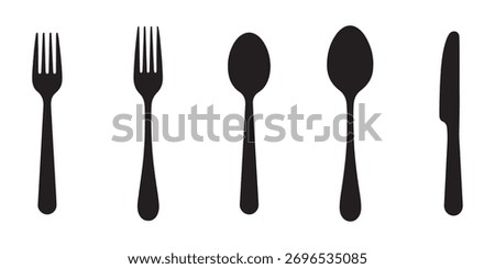 Fork spoon silhouette. vector illustration on white background.