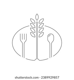 fork, spoon and spike symbol in elip. healthy food, healthy food concept