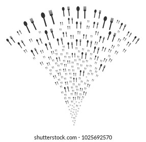 Fork And Spoon stream fountain. Vector illustration style is flat iconic symbols. Object fountain made from random icons as fork and spoon fireworks.
