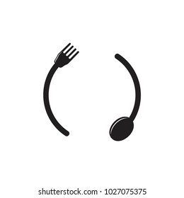 fork and spoon symbol in circle frame vector