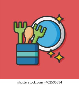 fork and spoon tableware icon