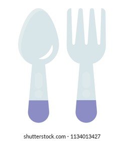 Fork and spoon together making icon of cutlery 