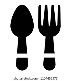 
Fork and spoon together making icon of cutlery 

