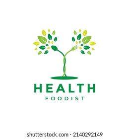 fork and spoon trees for health food logo design, vector graphic symbol icon illustration creative idea