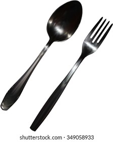 Fork and spoon using gradient mesh.