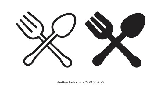 fork  spoon vector icon set in black color.