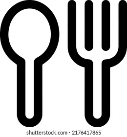 fork and spoon vector icons - linear, outline style