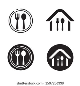 Fork and spoon vector illustration with black and white color suitable for restaurant symbol