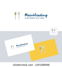 Fork and spoon vector logotype with business card template. Elegant corporate identity. - Vector