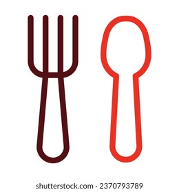 Fork Spoon Vector Thick Line Two Color Icons For Personal And Commercial Use.
