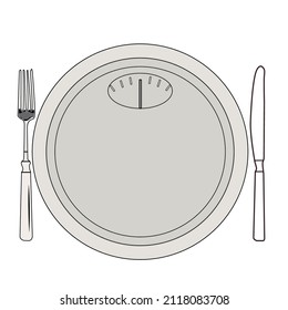 fork spoon wheight measure dish illustratioin vector design