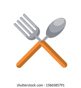 fork and spoon wooden cutleries icon vector illustration design