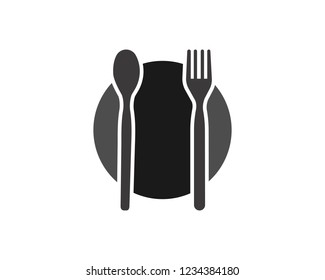 Fork and spoon,food logo template.Vector illustration