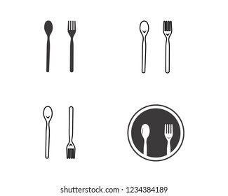 Fork and spoon,food logo template.Vector illustration