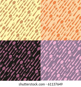 Fork, Spoon,Knife Doodle Background, Vector Illustration