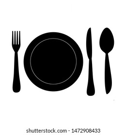 Fork, spoon,knife, plate  Restaurant Flat design on a white background. Vector illustration icon for food apps and websites