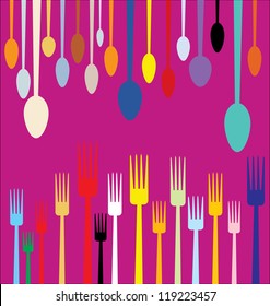 Fork and spoons abstract vector collection