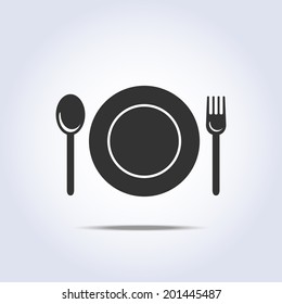 fork spun and plate icon in vector