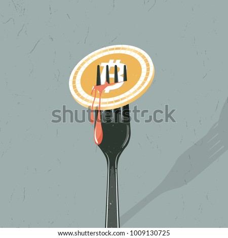 Fork stabbing into Bitcoin with blood, Bitcoin hard fork